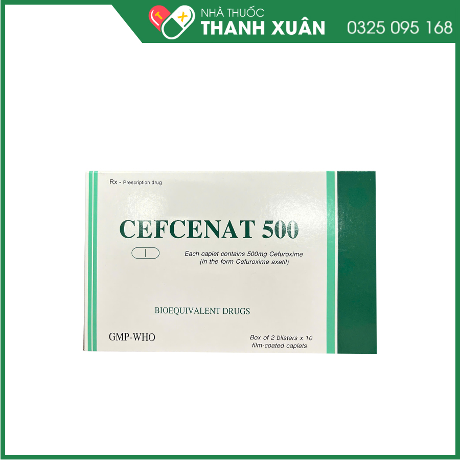 Cefcenat 500mg thuốc kháng sinh điều trị nhiễm khuẩn hô hấp, nhiễm khuẩn da-mô-tiết niệu, điều trị bệnh Lyme giai đoạn đầu